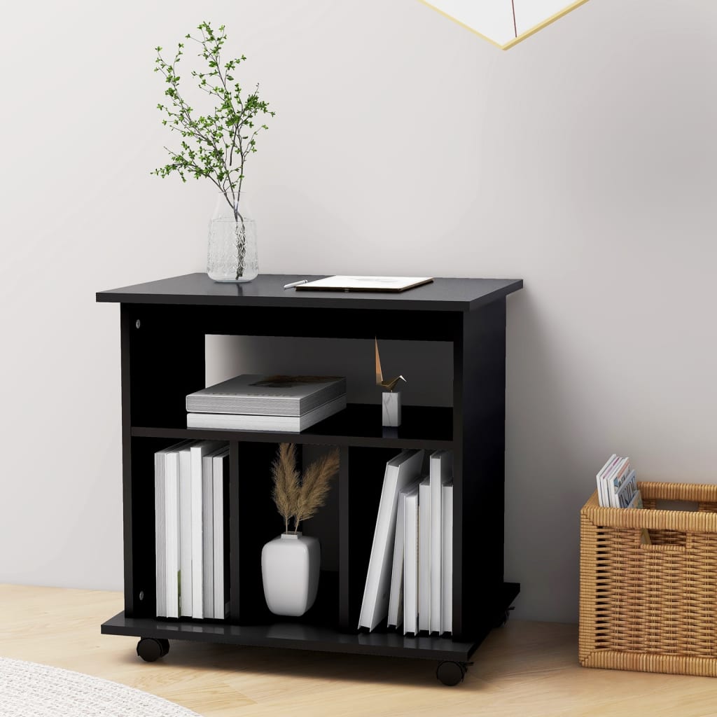 Rolling Cabinet Black 60x45x60 cm Engineered Wood